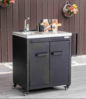 Mediterranean Comino Double Storing Cabinet With Stainless Steel Sink